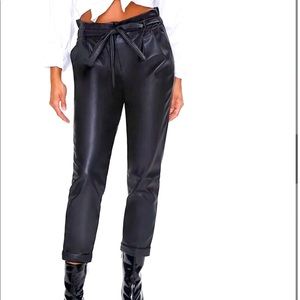 Faux leather paper bag pants